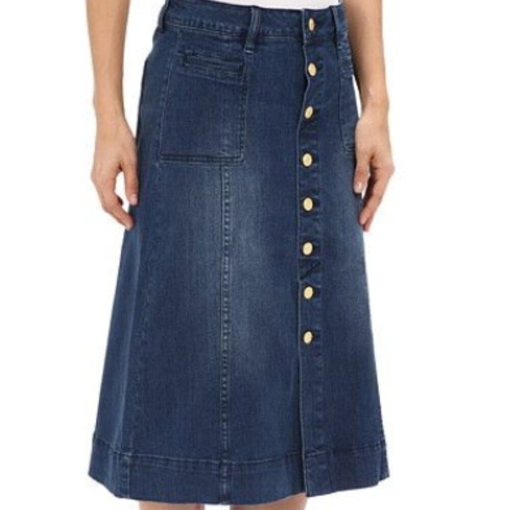 NWOT JAG JEANS Barrett Denim Button Front Midi Skirt Western Size 0